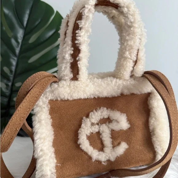 Telfar Brown and Cream Shearling Mini Bag - Picture 5 of 9